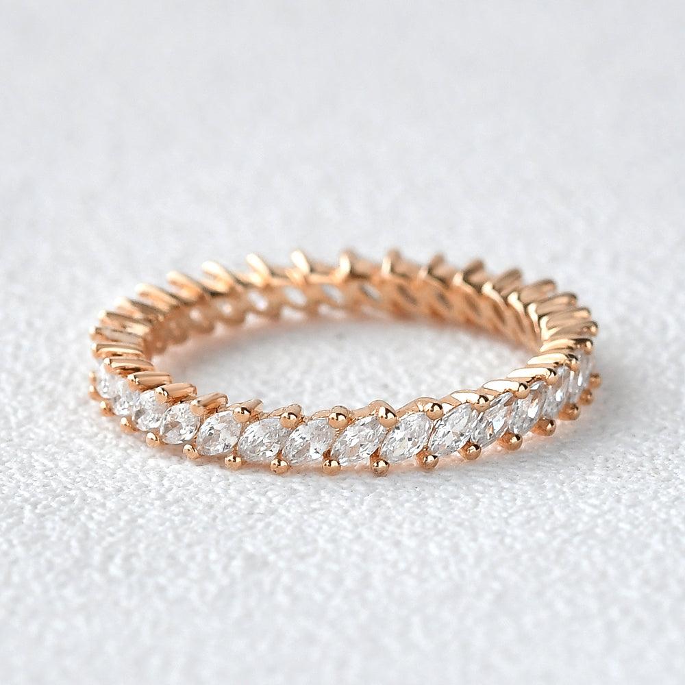 Unique Marquise Cut Moissanite Wedding Band - Felicegals