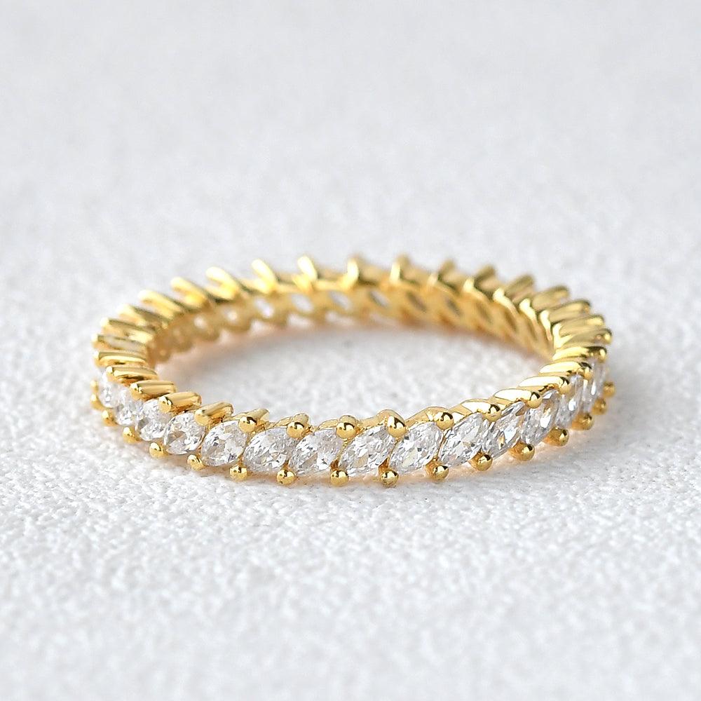 Unique Marquise Cut Moissanite Wedding Band - Felicegals