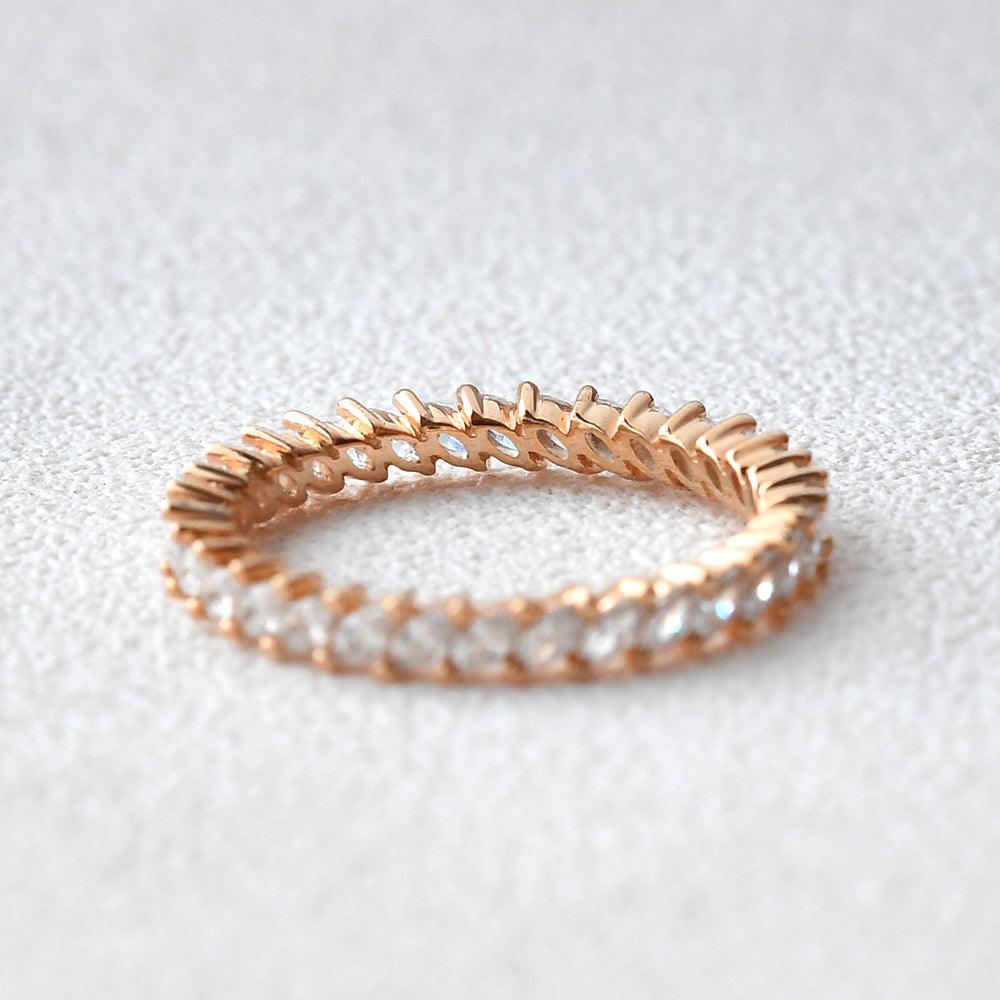 Unique Marquise Cut Moissanite Wedding Band - Felicegals