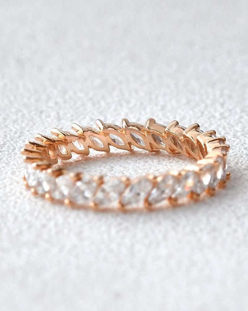 Unique Marquise Cut Moissanite Wedding Band - Felicegals