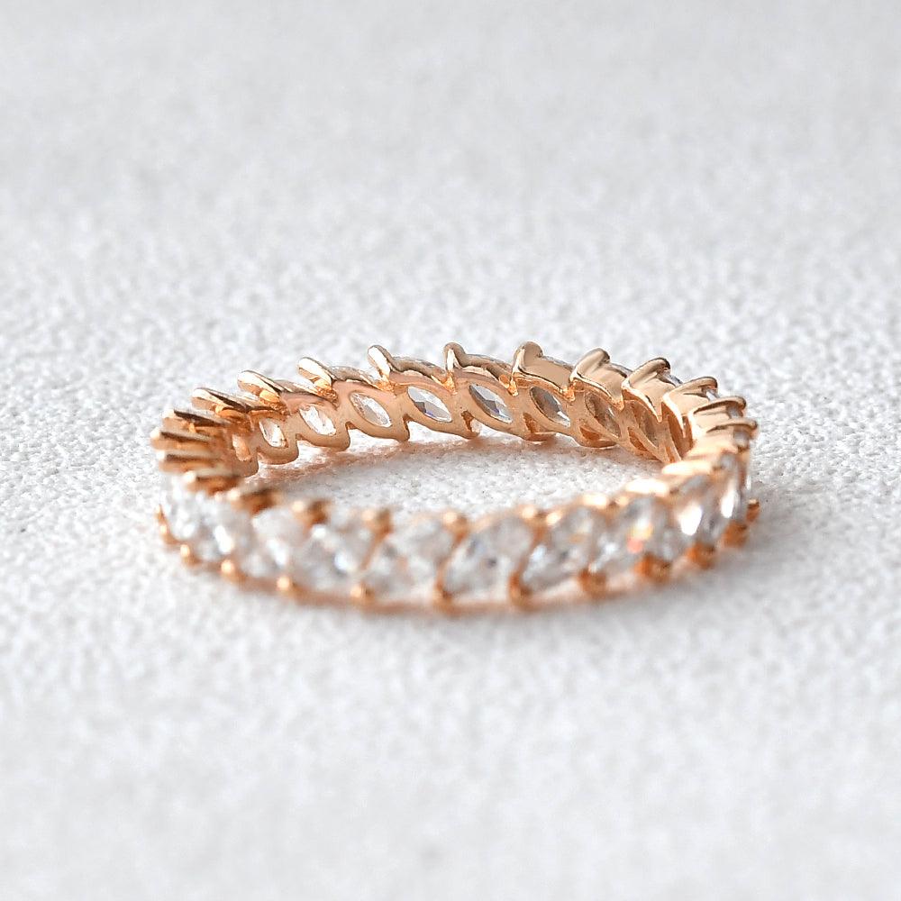 Unique Marquise Cut Moissanite Wedding Band - Felicegals