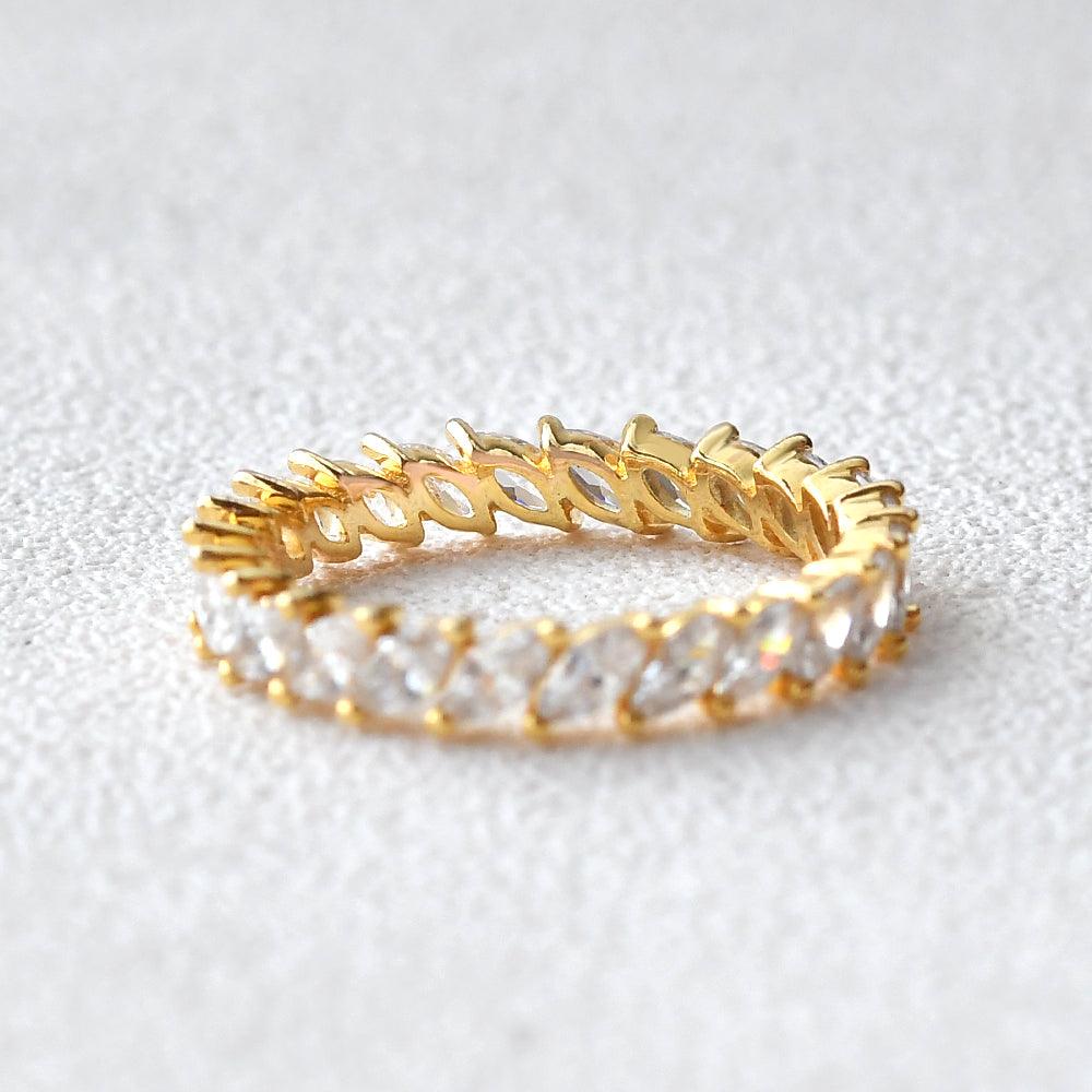 Unique Marquise Cut Moissanite Wedding Band - Felicegals