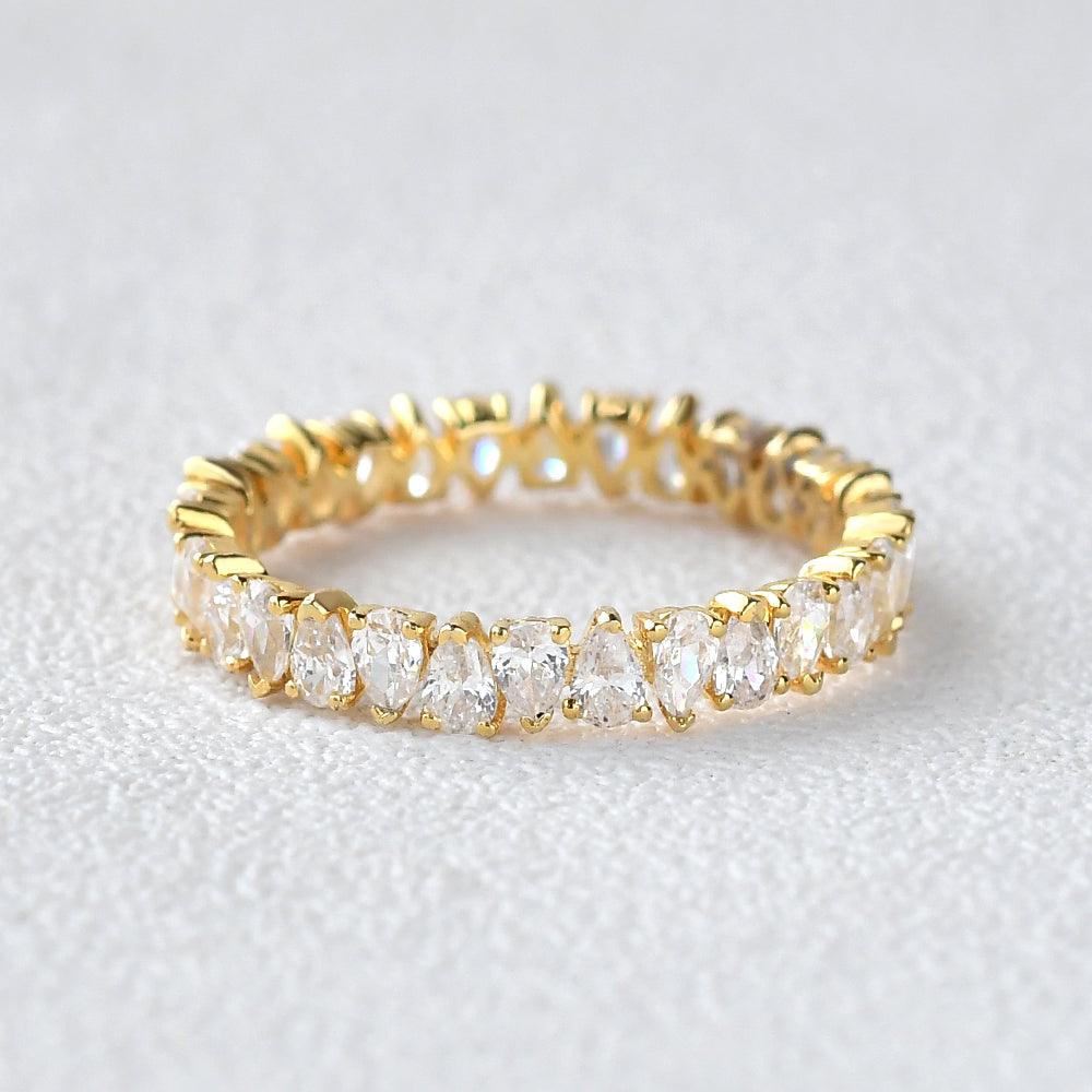 Pear Shaped Moissanite Wedding Band - Felicegals