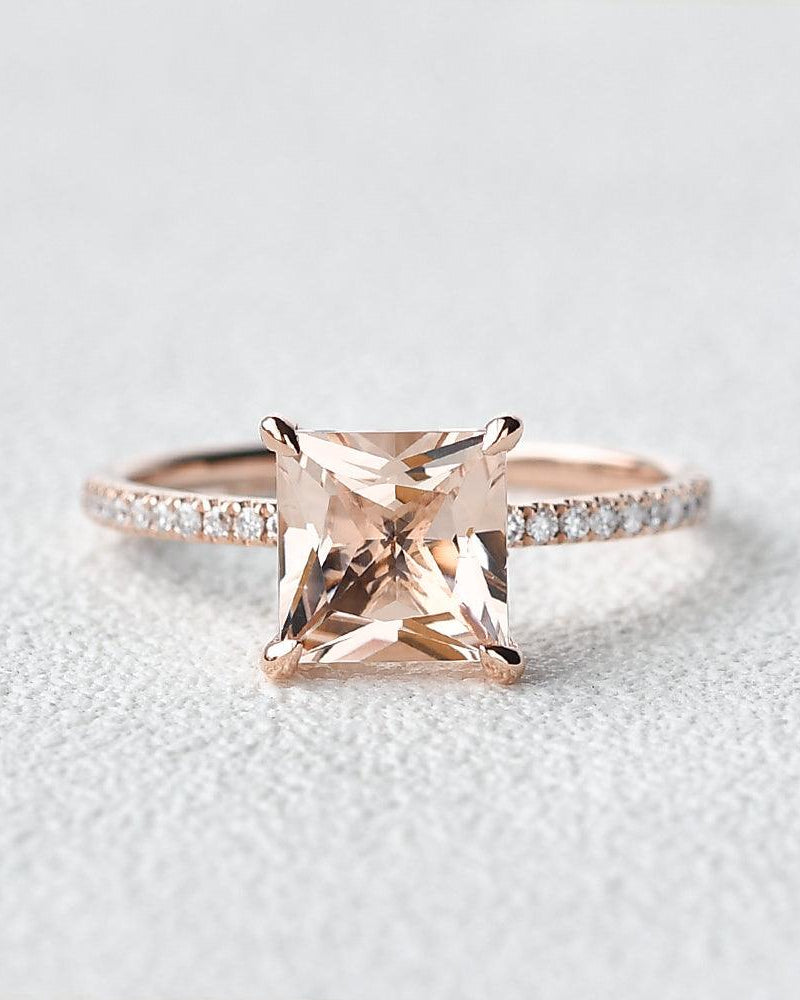 7mm Peachy Morganite Rose Gold Ring - Felicegals