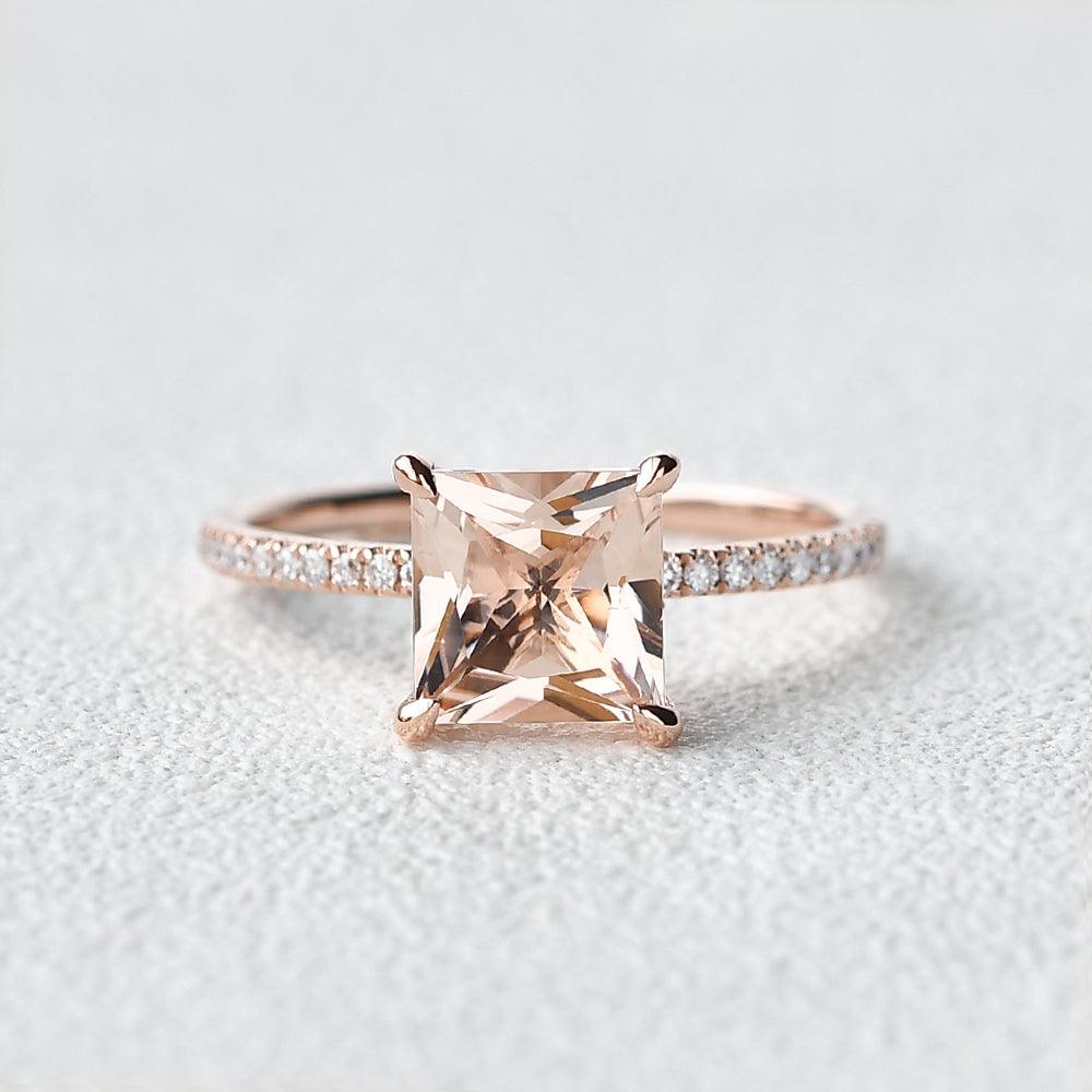 7mm Peachy Morganite Rose Gold Ring - Felicegals