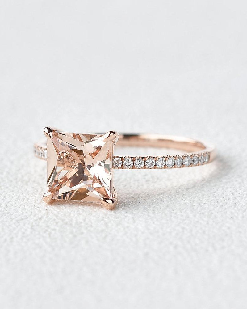 7mm Peachy Morganite Rose Gold Ring - Felicegals