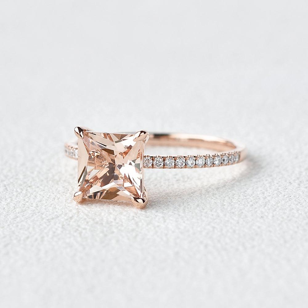 7mm Peachy Morganite Rose Gold Ring - Felicegals