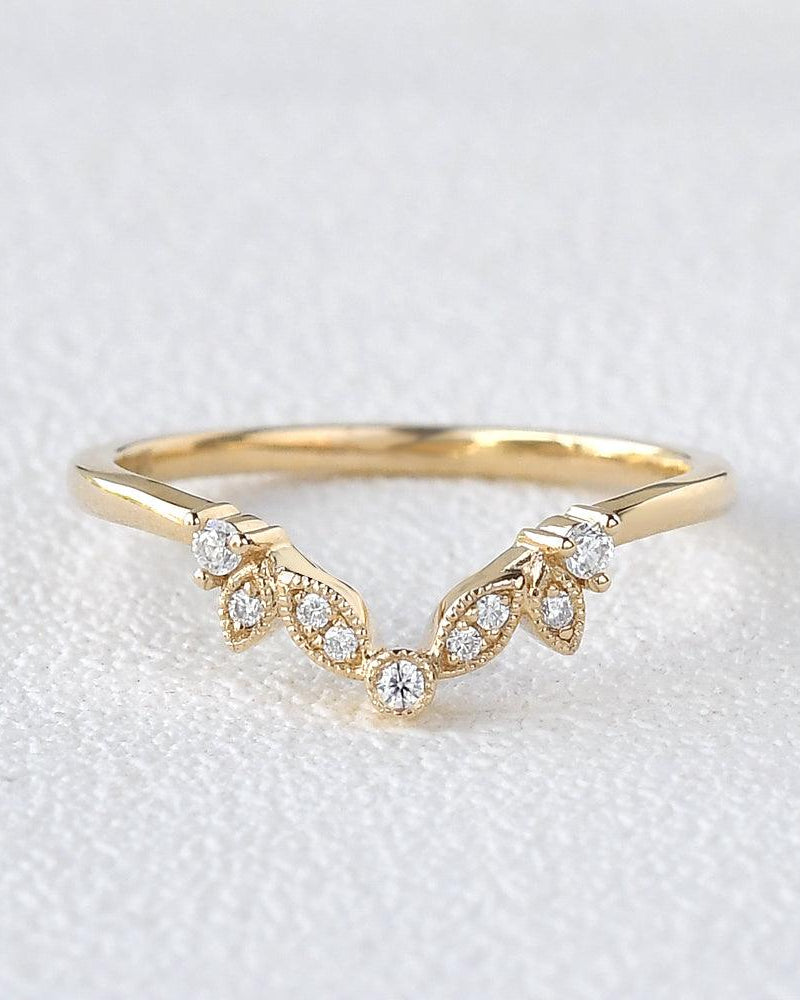 Vine Leaf Moissanite Rose Gold Wedding Band - Felicegals