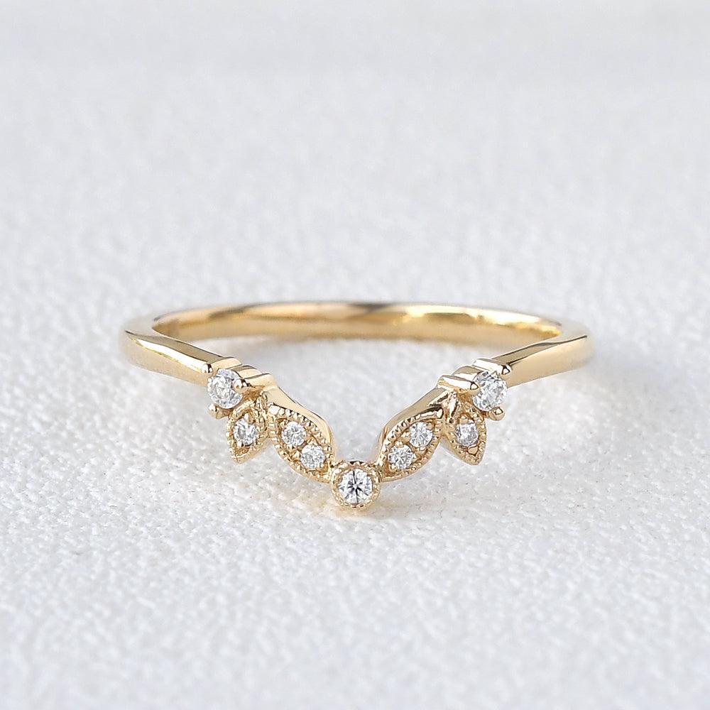 Vine Leaf Moissanite Rose Gold Wedding Band - Felicegals