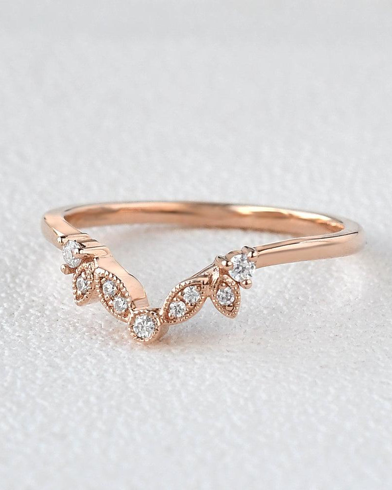 Vine Leaf Moissanite Rose Gold Wedding Band - Felicegals