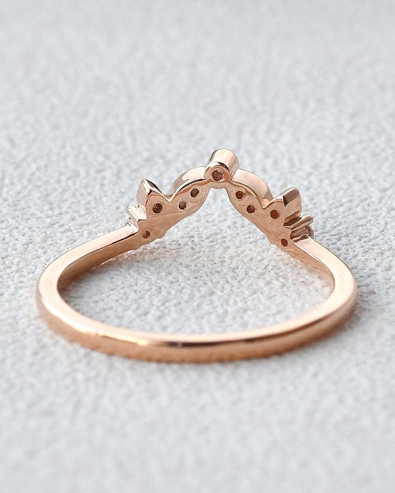 Vine Leaf Moissanite Rose Gold Wedding Band - Felicegals