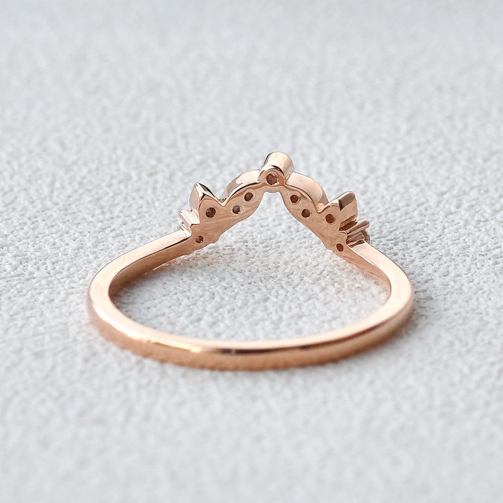 Vine Leaf Moissanite Rose Gold Wedding Band - Felicegals