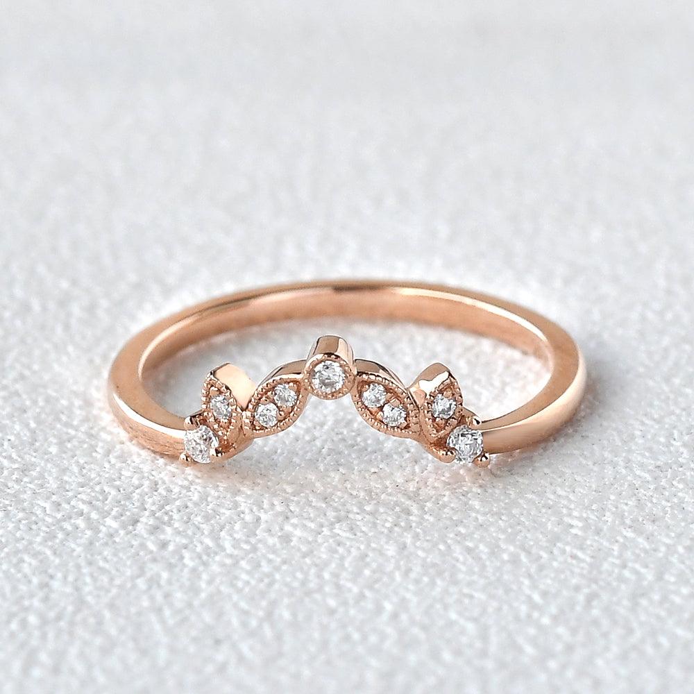 Vine Leaf Moissanite Rose Gold Wedding Band - Felicegals