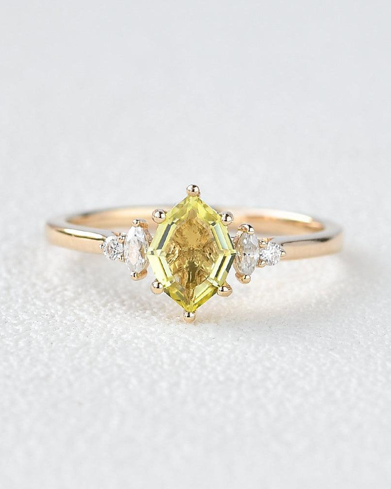 Citrine & Moissanite Yellow Gold Ring - Felicegals