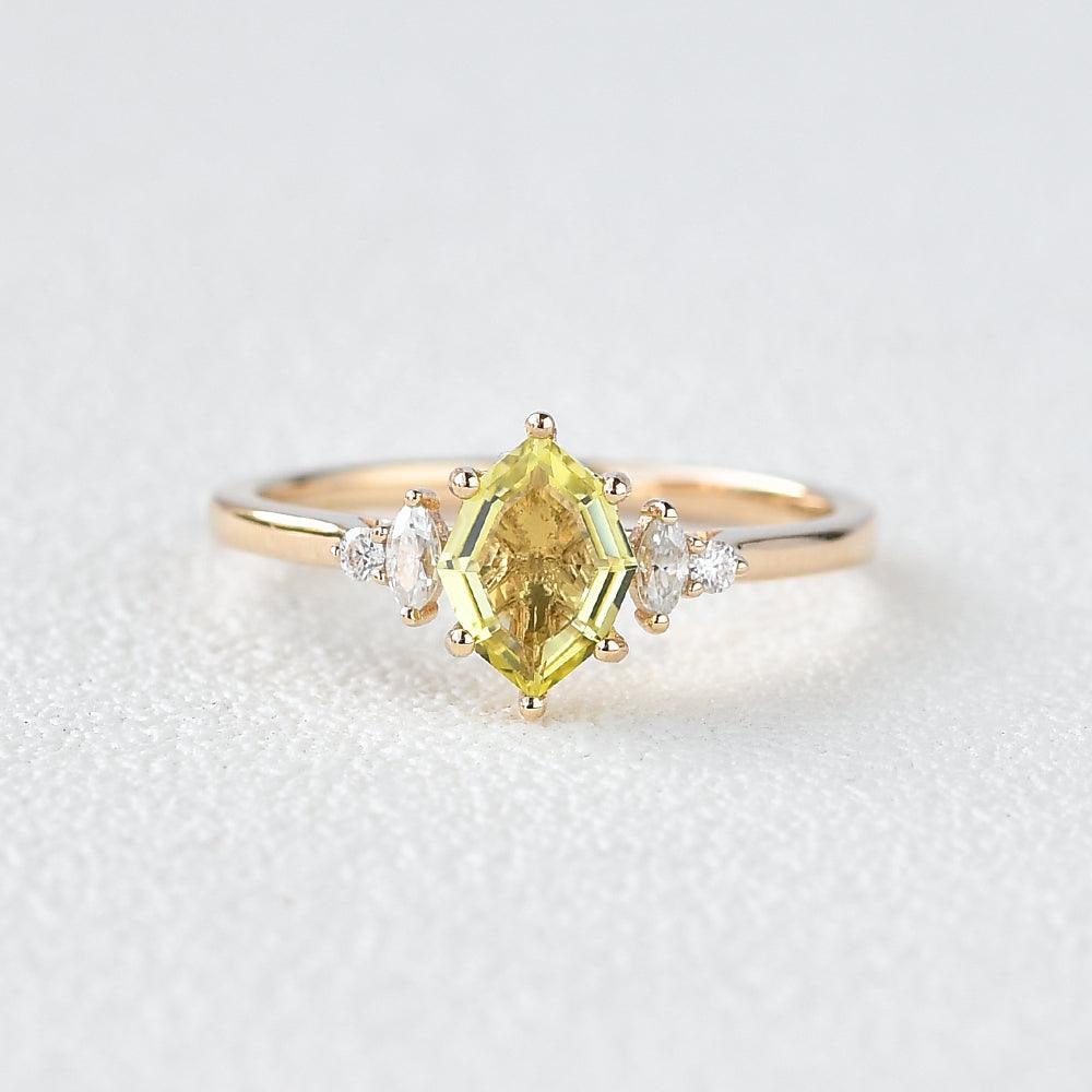 Citrine & Moissanite Yellow Gold Ring - Felicegals