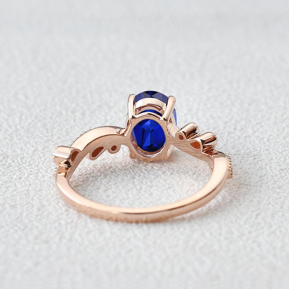 6*8mm Lab Sapphire Solitaire Engagement Ring - Felicegals