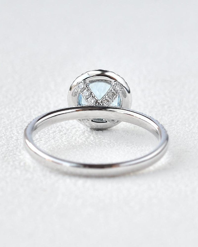 Aquamarine & Moissanite White Gold Wedding Ring - Felicegals
