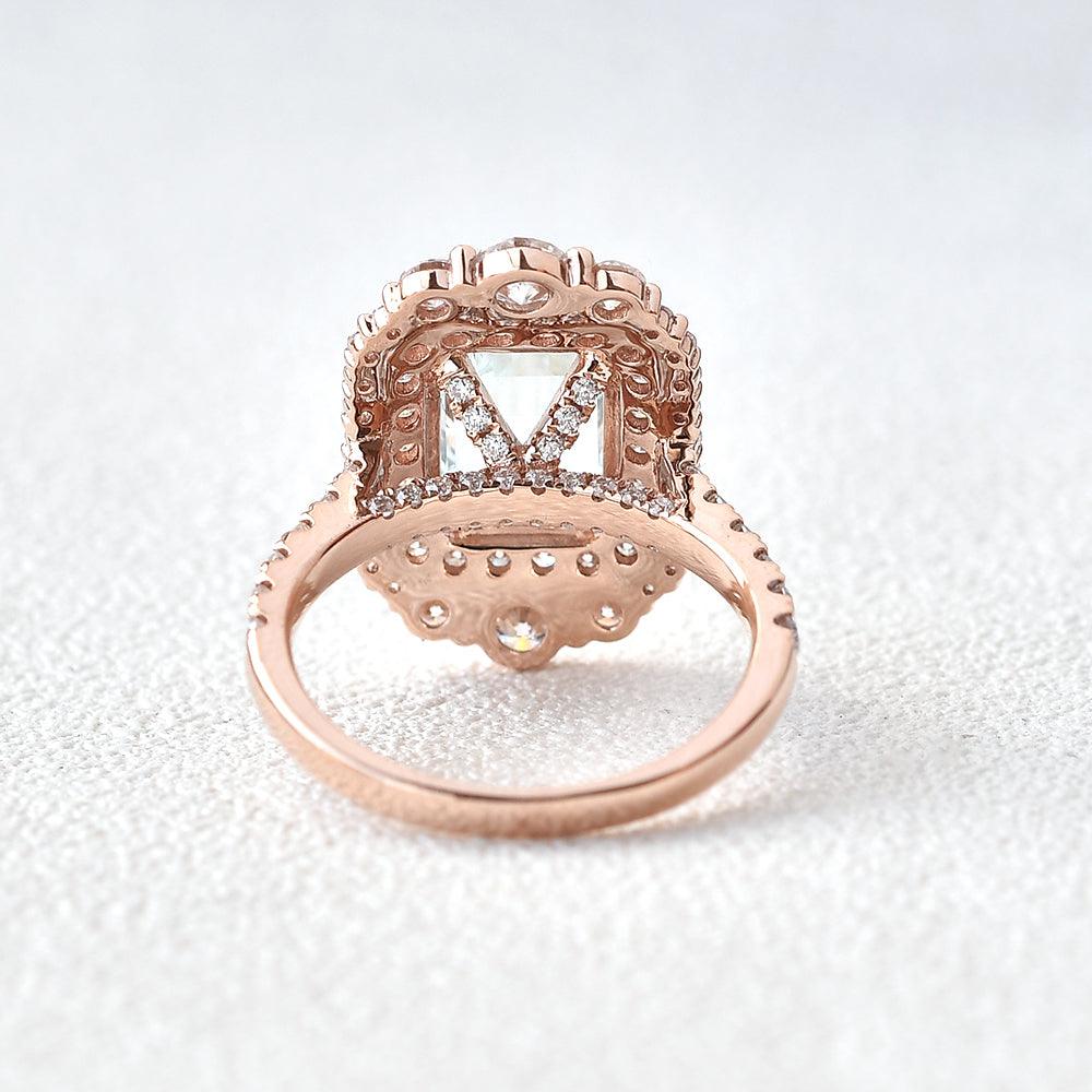 Aquamarine & Moissanite Rose Gold Ring - Felicegals
