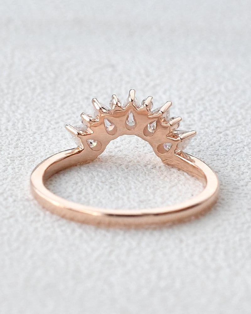Pear Shaped Moissanite Curved Wedding Band - Felicegals