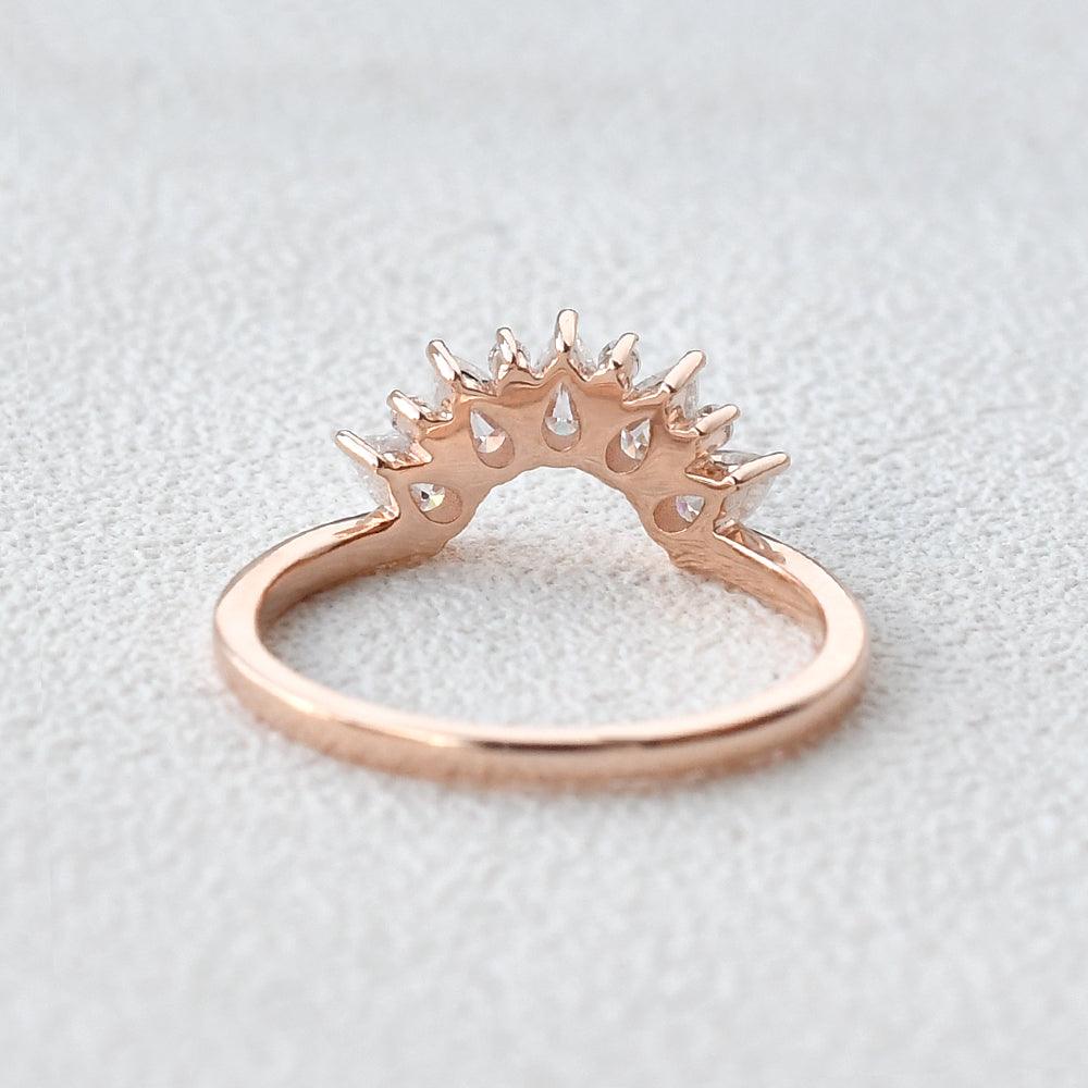 Pear Shaped Moissanite Curved Wedding Band - Felicegals