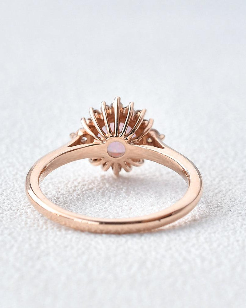 Lab Opal & Moissanite Rose Gold Ring - Felicegals