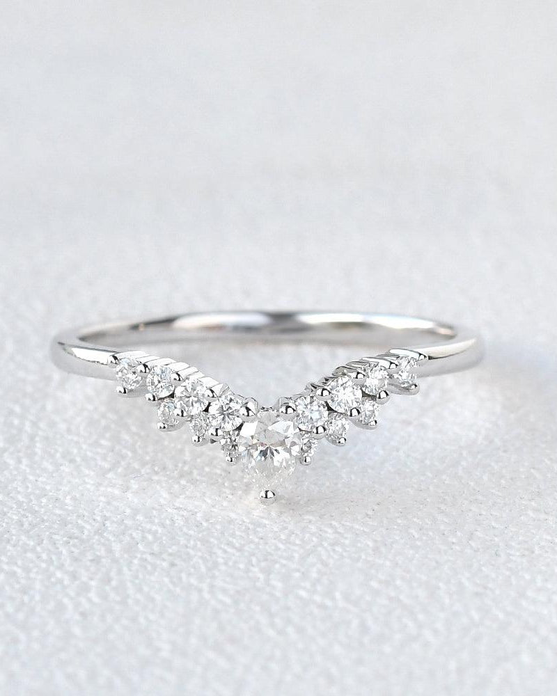 White Gold Moissanite Stacking Curved Band - Felicegals