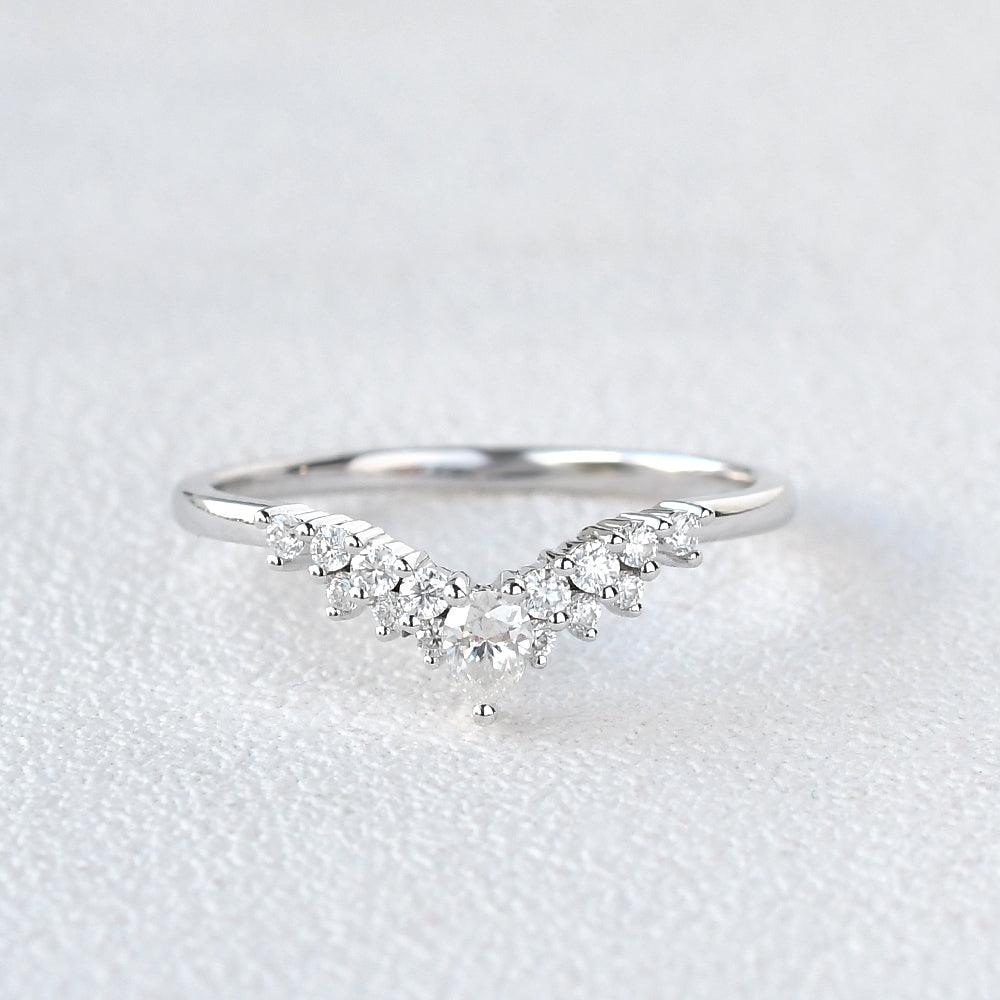 White Gold Moissanite Stacking Curved Band - Felicegals
