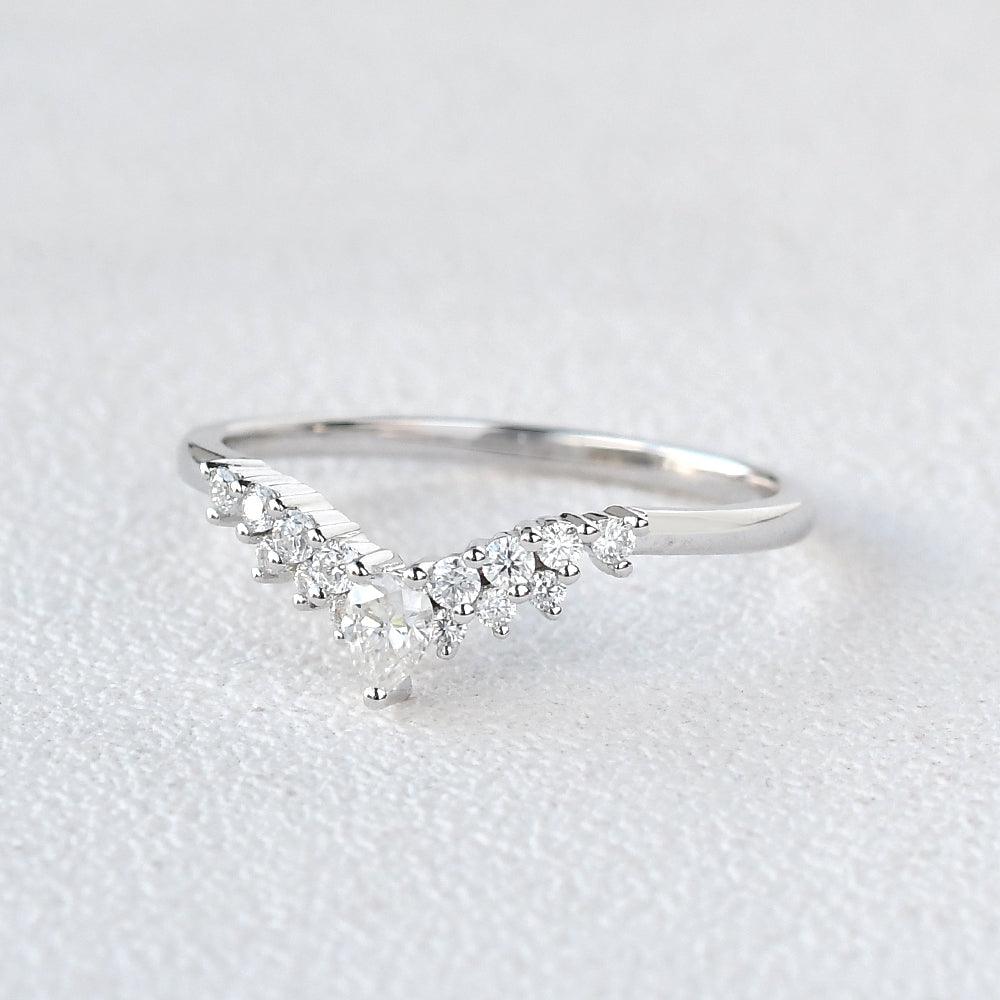 White Gold Moissanite Stacking Curved Band - Felicegals