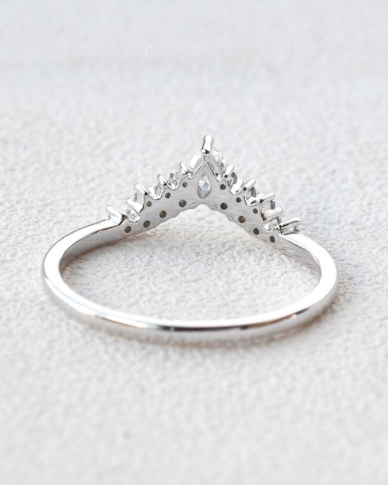 White Gold Moissanite Stacking Curved Band - Felicegals