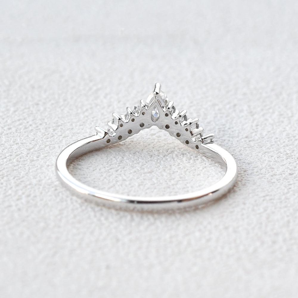 White Gold Moissanite Stacking Curved Band - Felicegals