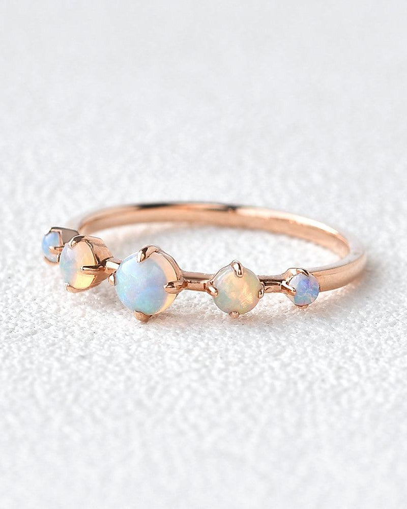 Natural Opal Band Rose Gold Ring - Felicegals