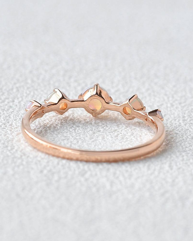 Natural Opal Band Rose Gold Ring - Felicegals