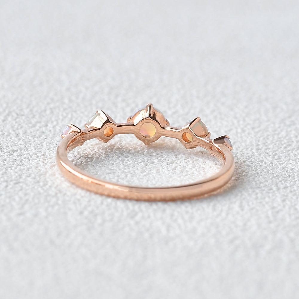 Natural Opal Band Rose Gold Ring - Felicegals