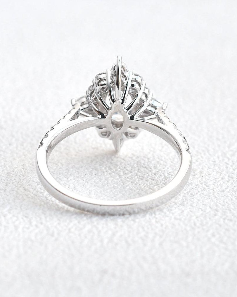 Moonstone & Moissanite Inspired Halo Ring - Felicegals