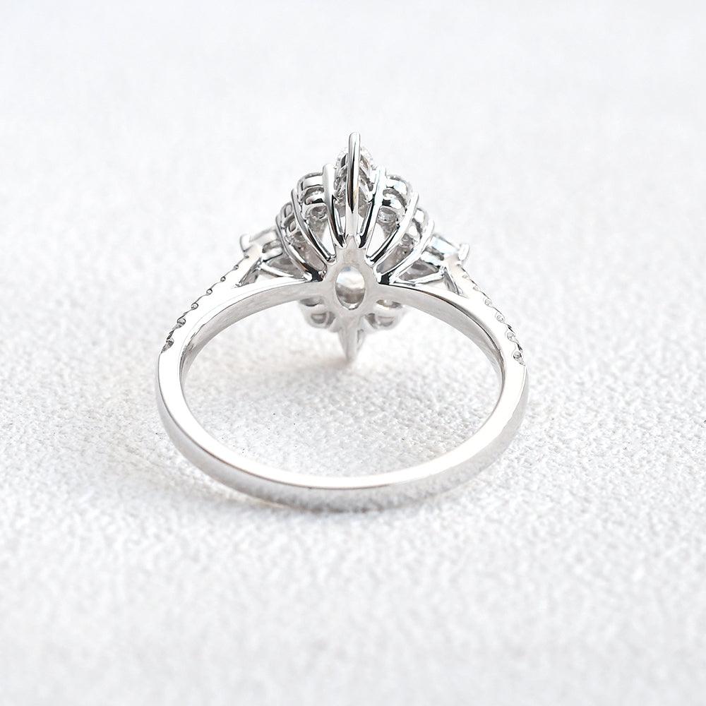 Moonstone & Moissanite Inspired Halo Ring - Felicegals