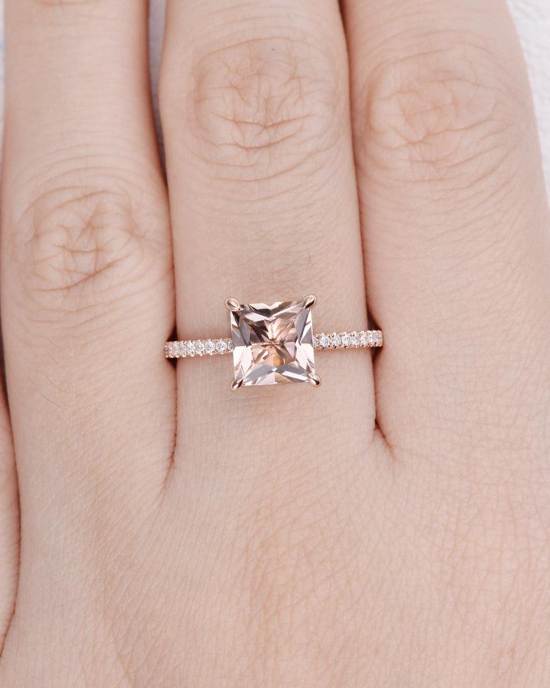 7mm Peachy Morganite Rose Gold Ring - Felicegals