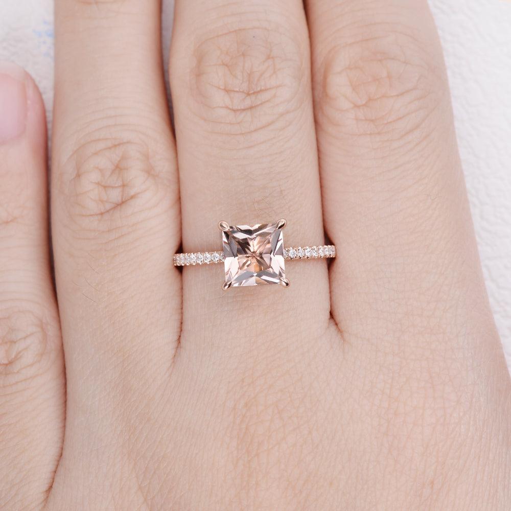 7mm Peachy Morganite Rose Gold Ring - Felicegals