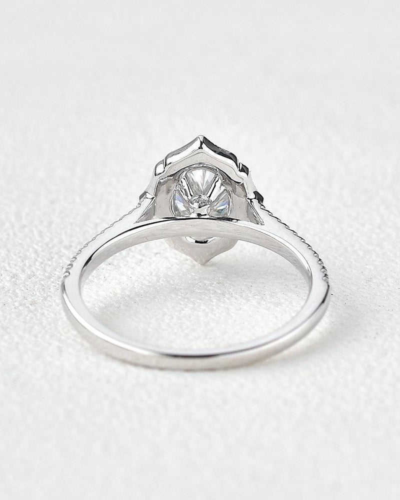 Oval Moissanite White Gold Antique Ring - Felicegals