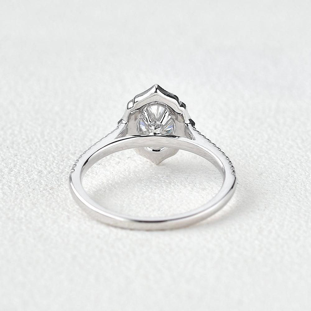 Oval Moissanite White Gold Antique Ring - Felicegals