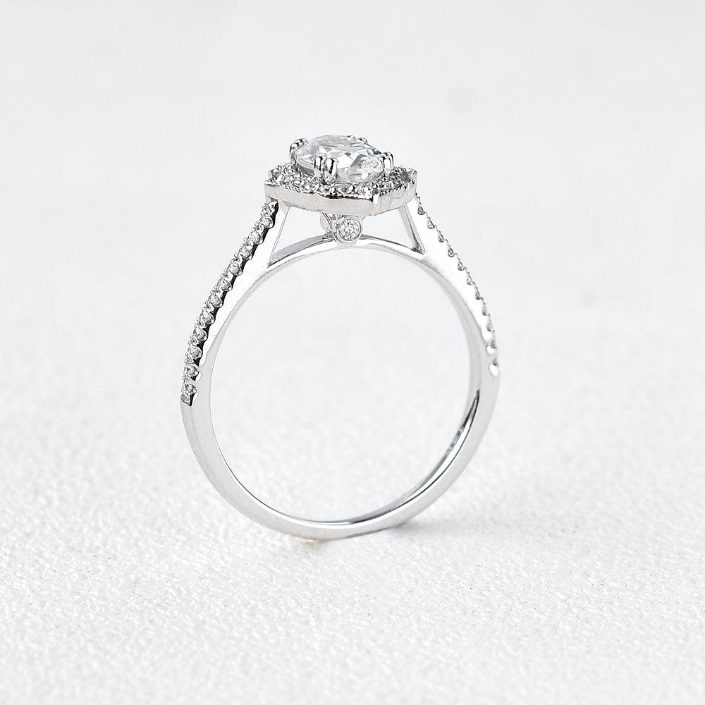 Oval Moissanite White Gold Antique Ring - Felicegals