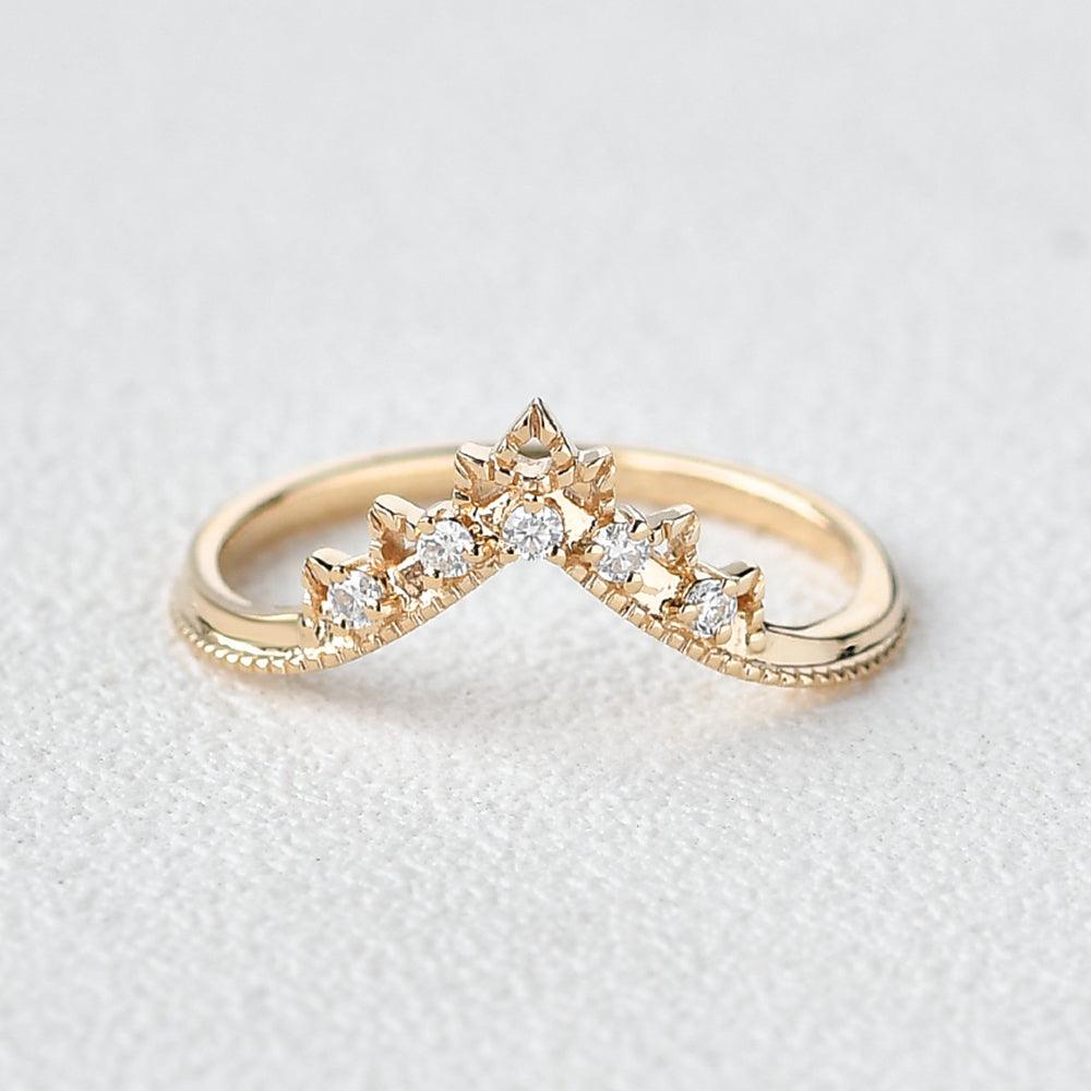 Moissanite Stacking Yellow Gold Ring - Felicegals