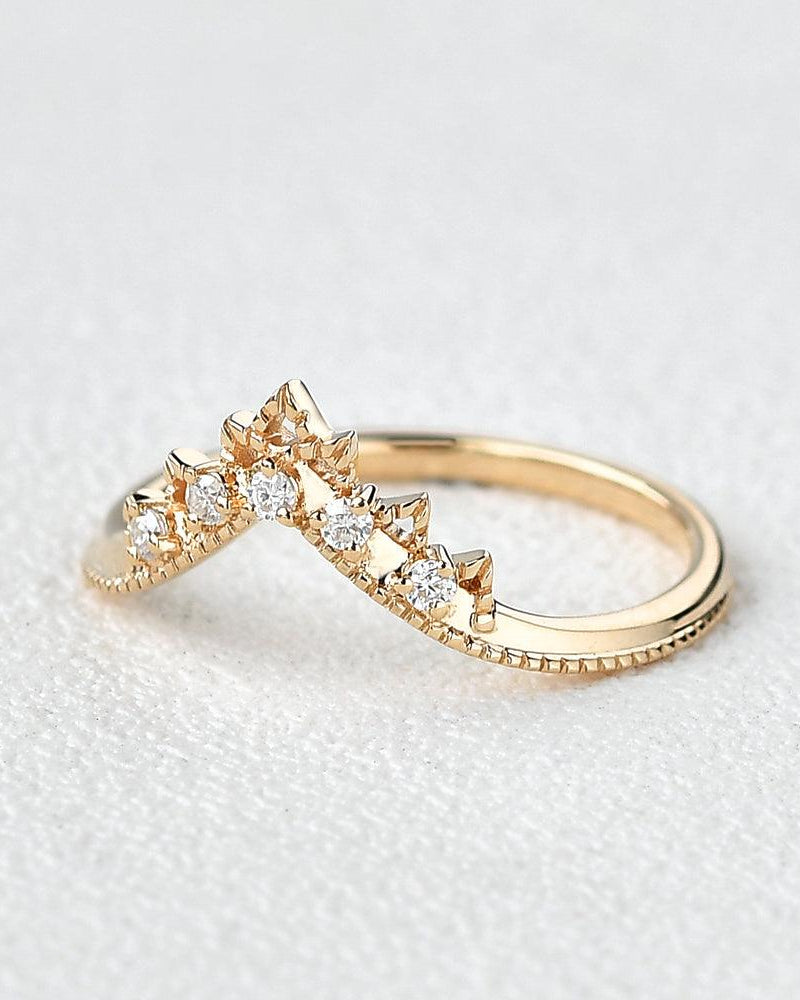 Moissanite Stacking Yellow Gold Ring - Felicegals