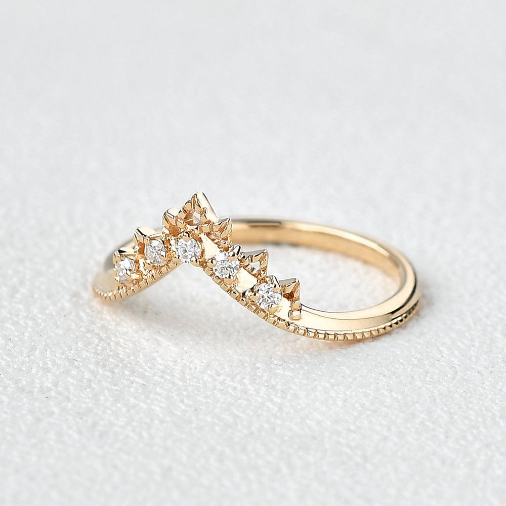 Moissanite Stacking Yellow Gold Ring - Felicegals