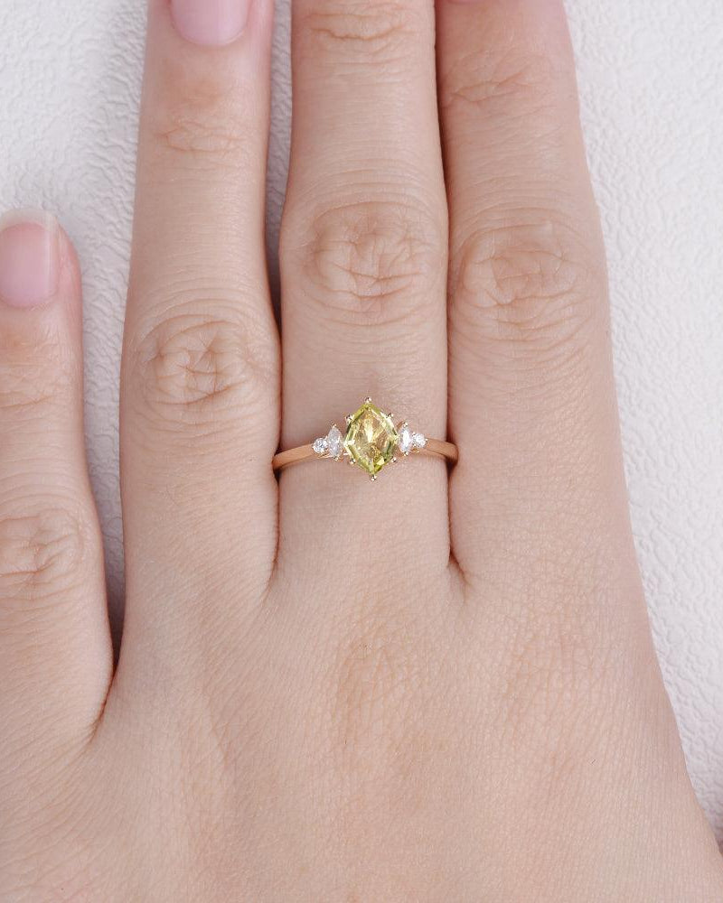 Citrine & Moissanite Yellow Gold Ring - Felicegals