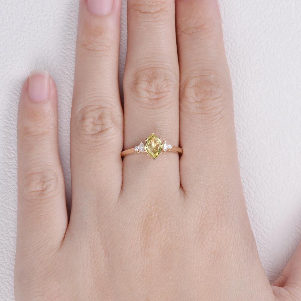 Citrine & Moissanite Yellow Gold Ring - Felicegals