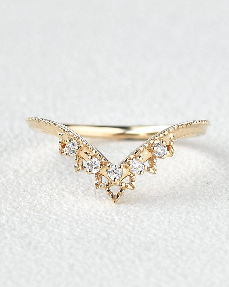 Moissanite Stacking Yellow Gold Ring - Felicegals