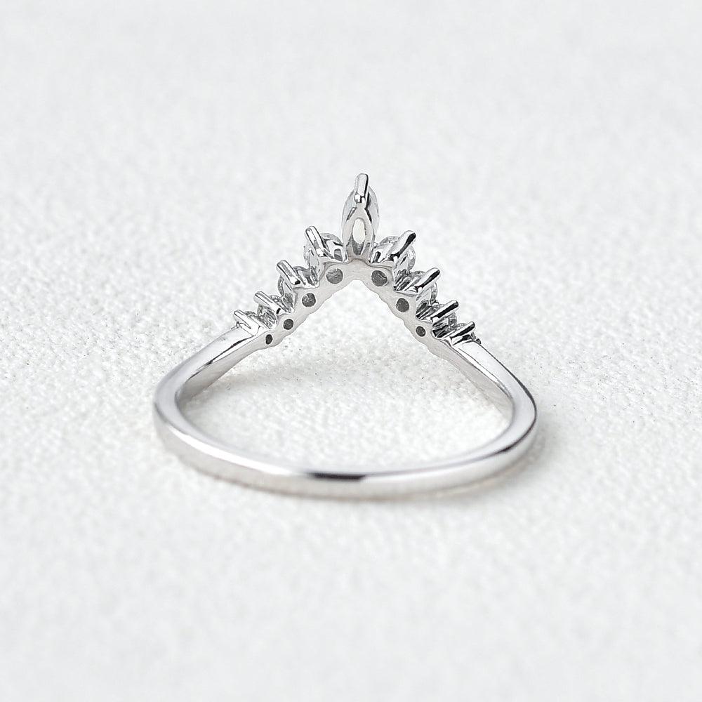 Moonstone & Moissanite Band V Shaped Ring - Felicegals