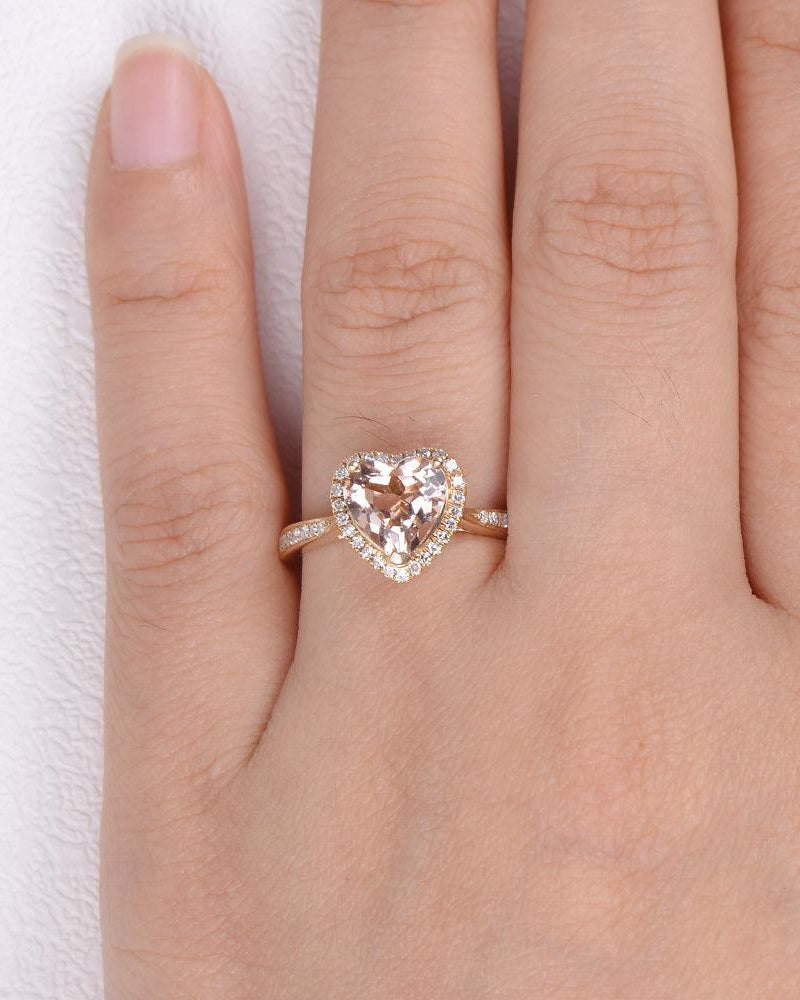 Morganite & Moissanite Rose Gold Ring - Felicegals