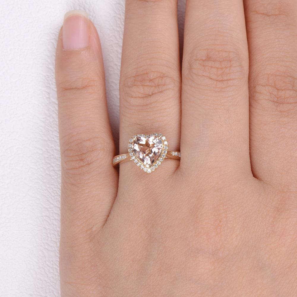 Morganite & Moissanite Rose Gold Ring - Felicegals