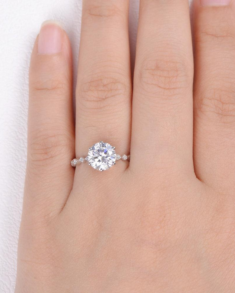 1ct Moissanite White Gold Six Prongs Ring - Felicegals
